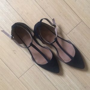 black t strap flats